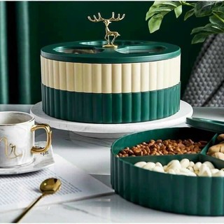 Khay mứt tết - Khay đựng bánh kẹo tết 2022 con hươu 2 tầng