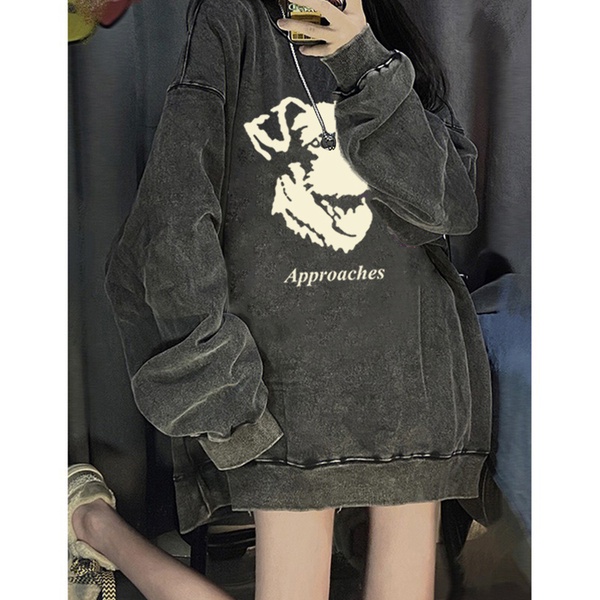 NRVP Áo nữ cổ tròn dài tay dáng rộng thời trang Hàn Quốc mới 2023