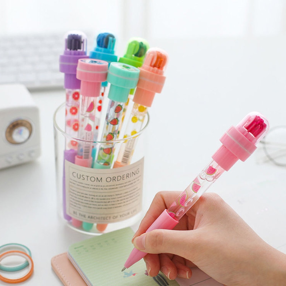 Bút Bi 5 Trong 1 Có Đèn Dễ Thương Cho Học Sinh