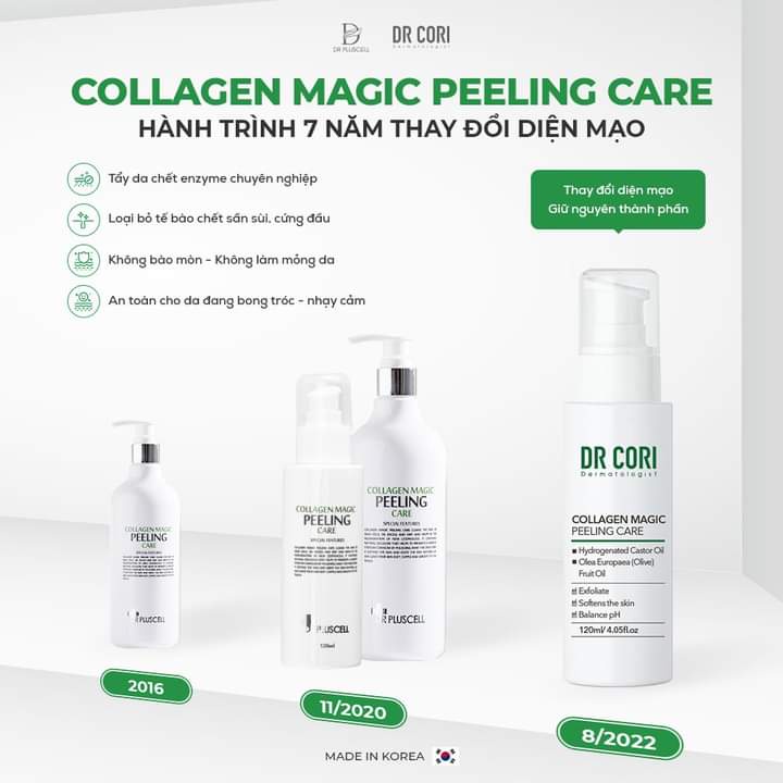 Tẩy da chết Dr Pluscell_Dr Pluscell Collagen Magic peeling care size mini 120ml, dạng gel