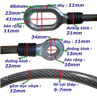 Dây cáp khoá Mars one dày 12mm dài 6m