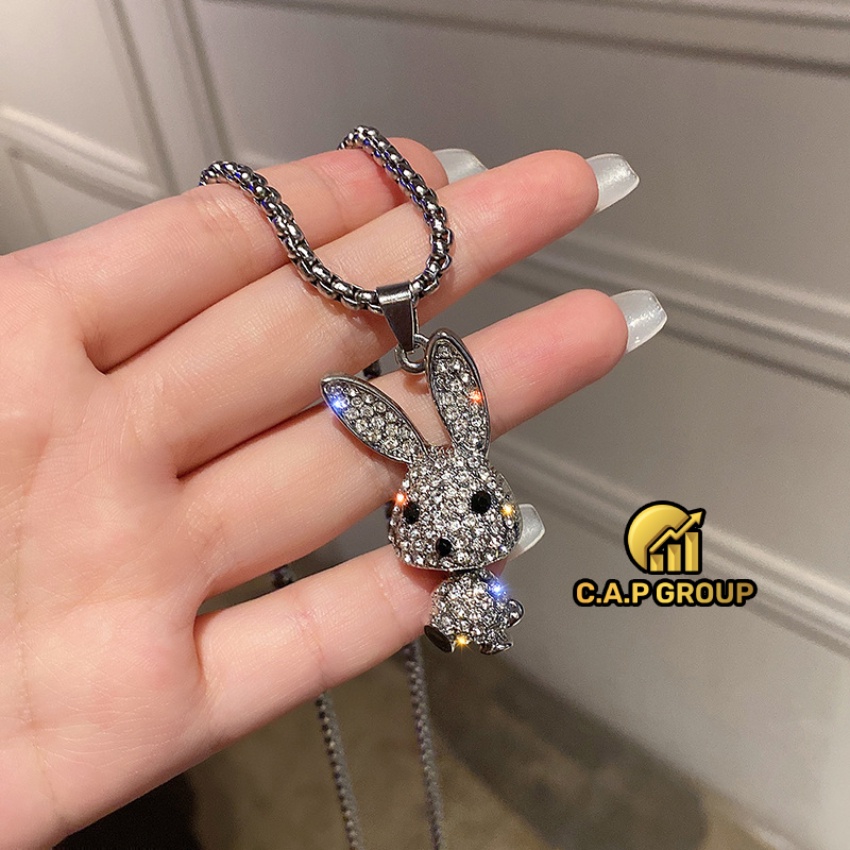 Dây chuyền nữ cá tính không gỉ vòng cổ đính đá Zircon lấp lánh hình Thỏ