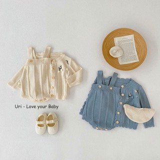 Set áo khoác len kèm body siêu yêu Peanut cho bé gái 0-24m