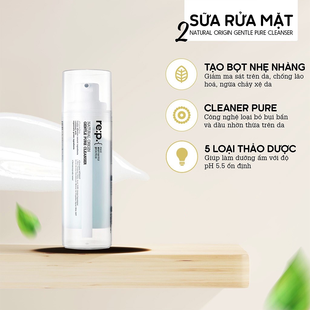 Sữa Rửa Mặt Dạng Gel Dịu Nhẹ Dành Cho Da Nhạy Cảm Re:p Natural Origin Gentle Pure Cleanser 100ml