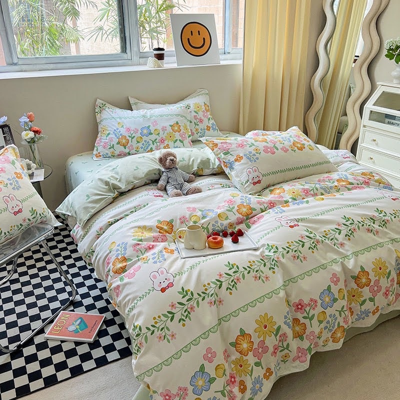 Set chăn ga cotton poly 4 món dâu