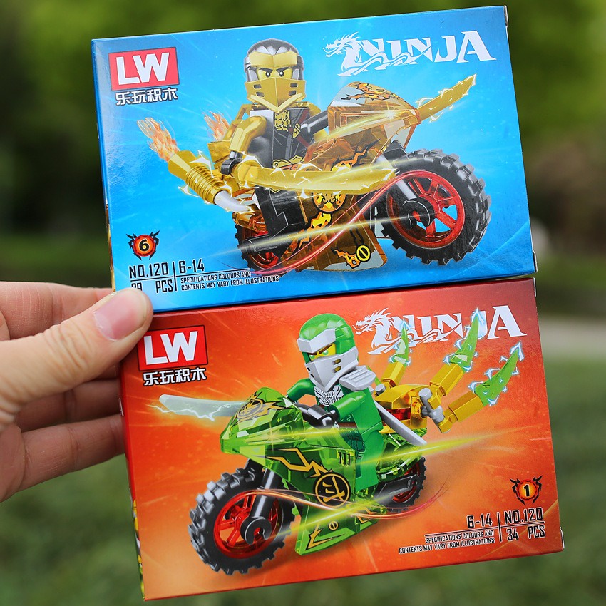 Lego Ninja đi xe moto Lego Khủng Long Lắp Ráp Xếp Hình Hộp Lego Noxe Knight