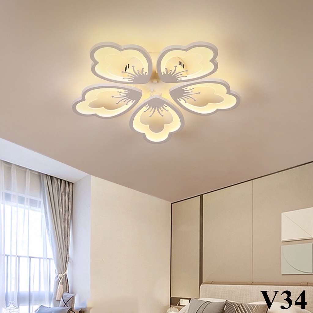 Đèn Trần Trang Trí Chung Cư Phòng Khách Phòng Ngủ Đèn Led Ốp Trần Thạch Cao 3 Chế Độ Sáng Có Kèm Điều Khiển Từ Xa