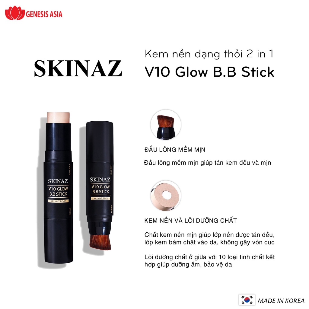 Kem nền Skinaz V10 Glow BB Stick Skinaz Hàn Quốc – 10g