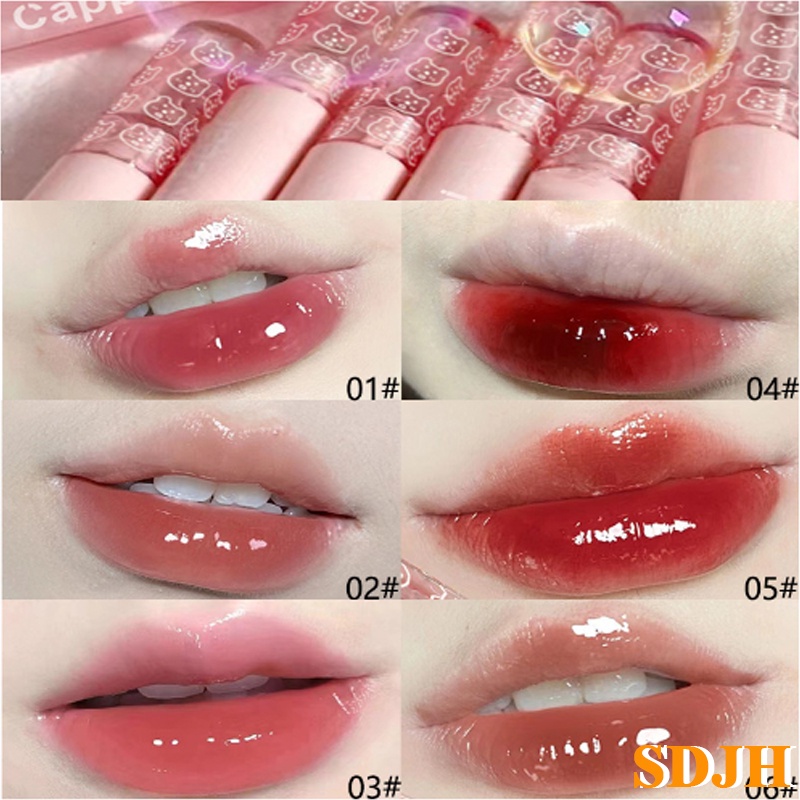 Son kem bóng CAPPUVINI gấu hồng Bubbly Bear Lip Glaze ombre gấu xanh hồng căng bóng mềm mịn