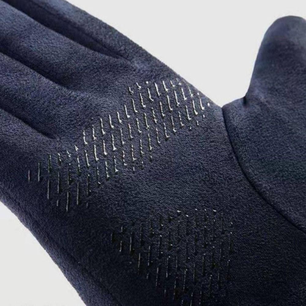 1 Đôi Găng Tay Thể Thao Da Lộn Lót Nhung Giữ Ấm Chống Gió Bảo Vệ Ngón Tay Có Thể Chạm Màn Hình Cảm Ứng