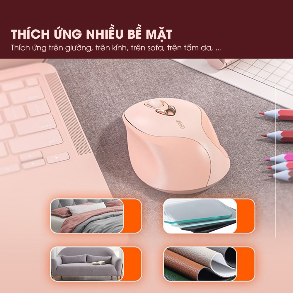 Chuột máy tính không dây SIDOTECH M8 cute màu hồng tự sạc pin dòng silent click chống ồn cho máy tính laptop masbook