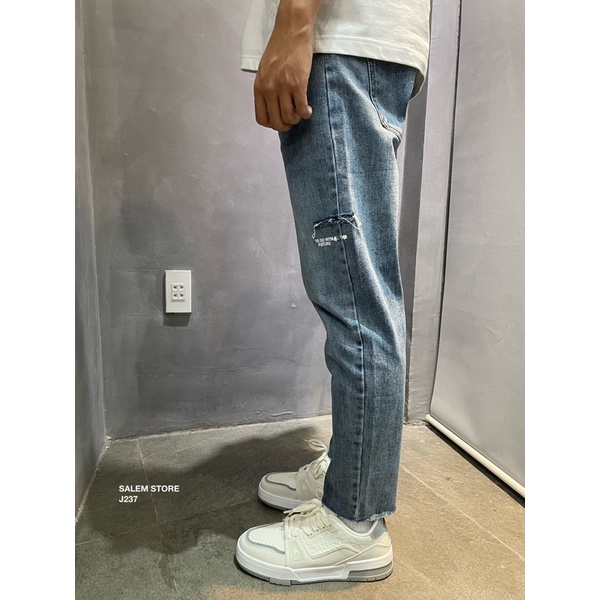 Quần Jeans Nam 237 form Slimfit Xanh Lơ Cắt Đùi TO DO WITH Trái Lai Cắt