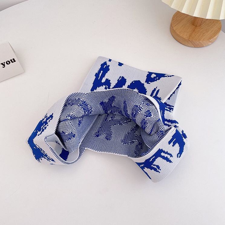 Túi Đeo Vai Đan Len Họa Tiết Sọc Caro Thời Trang Cho Nữ