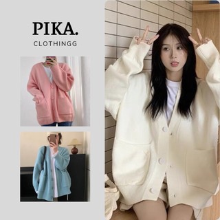 Áo khoác len cardigan có túi PIKA.CLOTHINGG dáng rộng hàn quốc, áo len cardigan trơn túi đủ màu