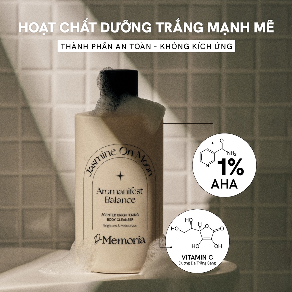 Sữa Tắm Trắng Da Hương Nước Hoa Thư Giãn D​e M​emoria Scented W​hitening B​ody Cleanser 300ml