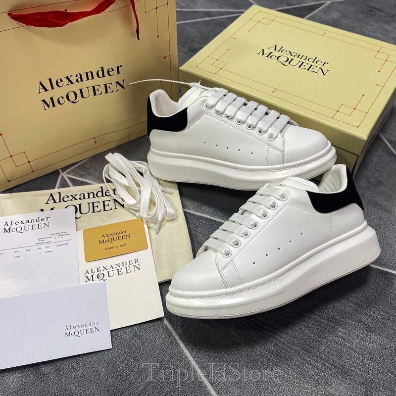 [TripleHStore] Giày Mcqueen Gót Đen ''Gót Nhung'' Cao Cấp [Full Phụ Kiện]