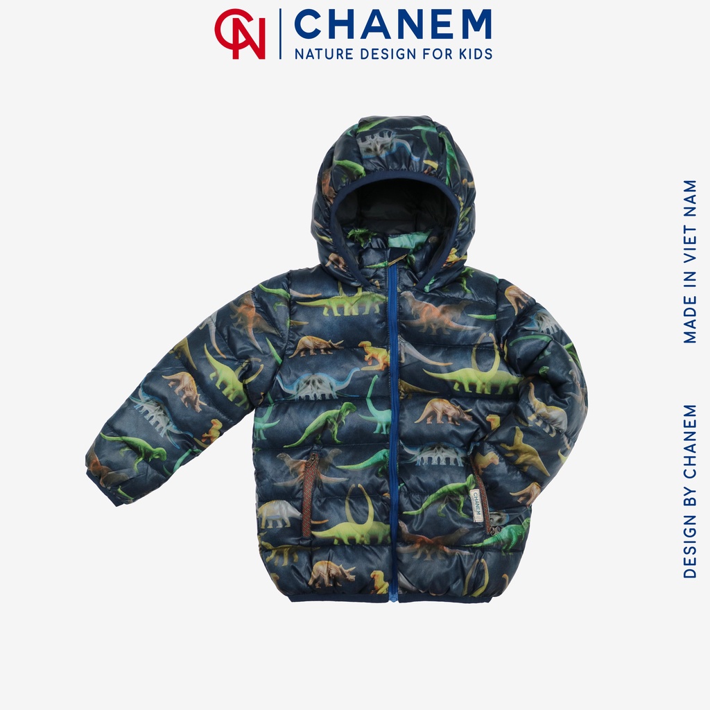 Áo phao mùa đông siêu nhẹ MAKA CHANEM lót bông dày dặn có 2 túi khóa kéo, 2 túi trong, có cổ và mũ cho bé
