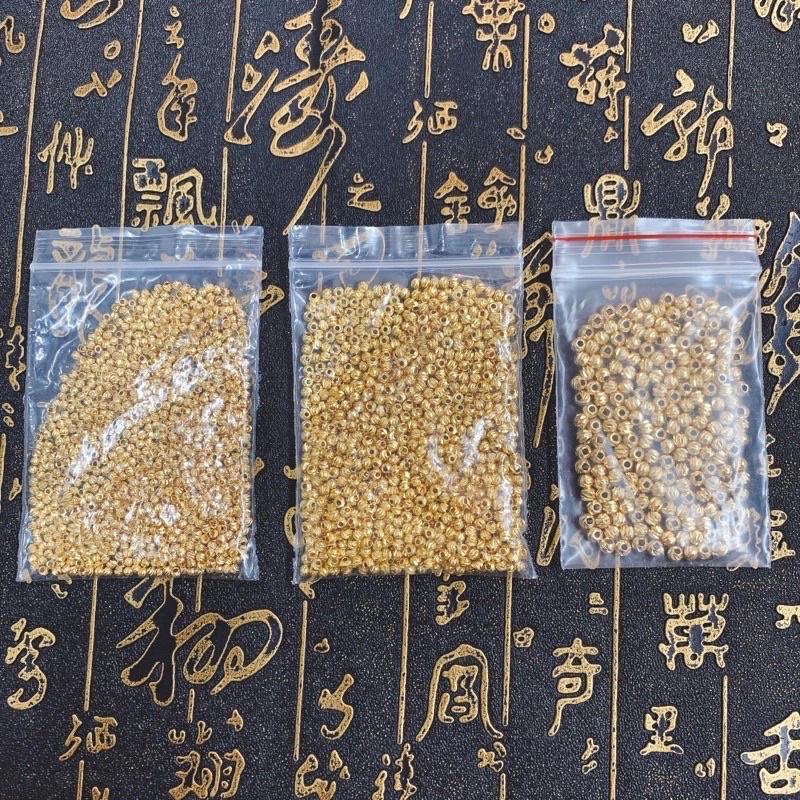 Combo 10 viên bi  khía đa sắc để sâu hạt, mix vòng  bạc xi vàng