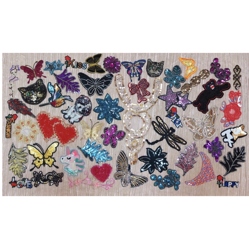 Set 10 hình sticker thêu may kim sa size vừa