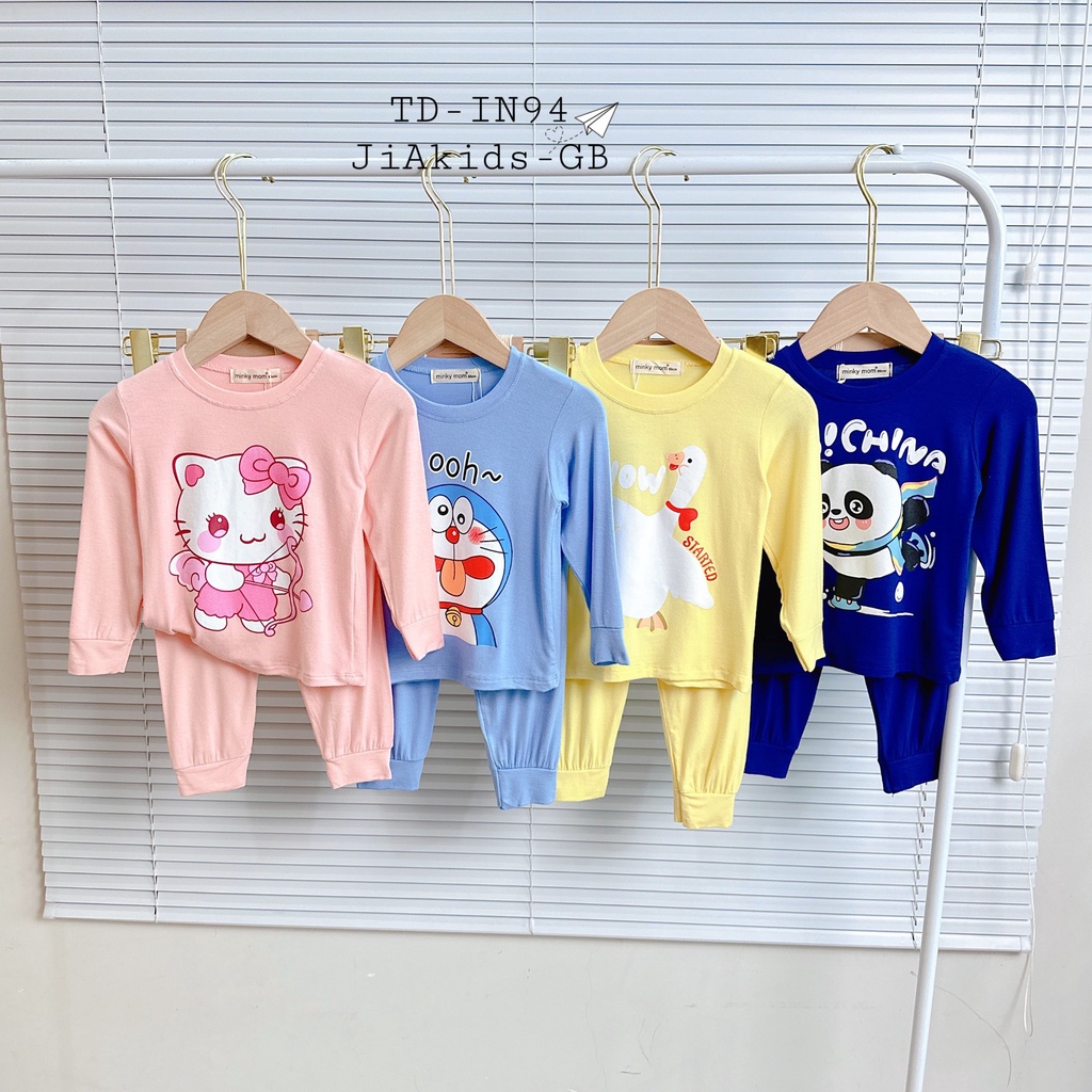 Bộ Dài Tay THUN LẠNH MINKY MOM In Hình Nhân Vật Hoạt Hình Dễ Thương Cho Bé TD-IN94