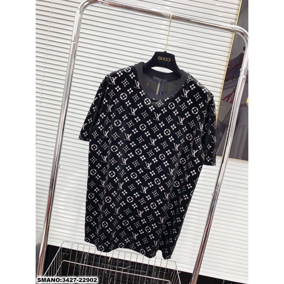 [Có video]Áo Thun Nam Họa Tiết LV cực Nét Chất Nhung Cực đẹp-Áo Phông Nam Nữ Cao Cấp