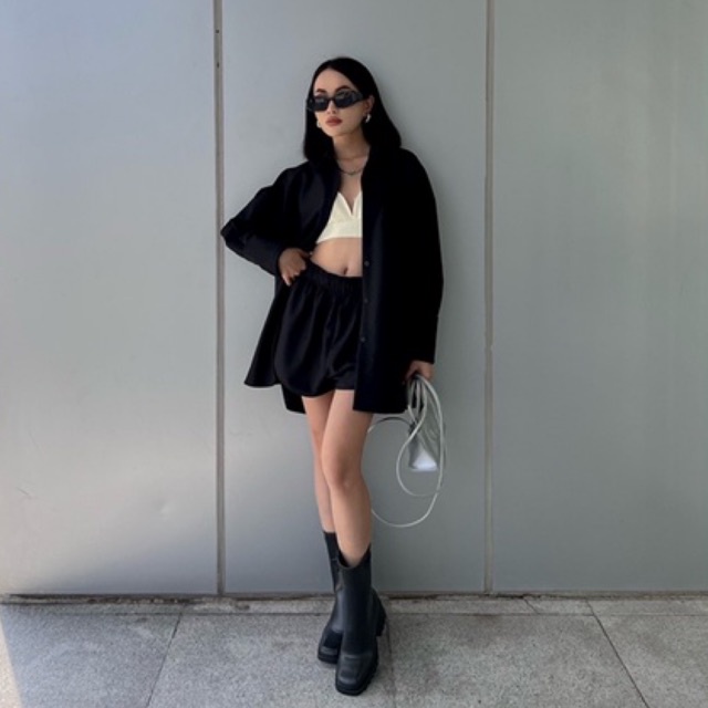 COMMON SENSE - Quần áo sơ mi unisex oversized màu đen