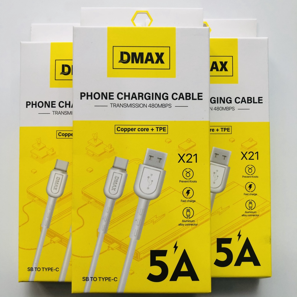 Dây cáp sạc nhanh 5A  Dmax X21 cho Điện thoại Samsung Oppo.. chân Type C