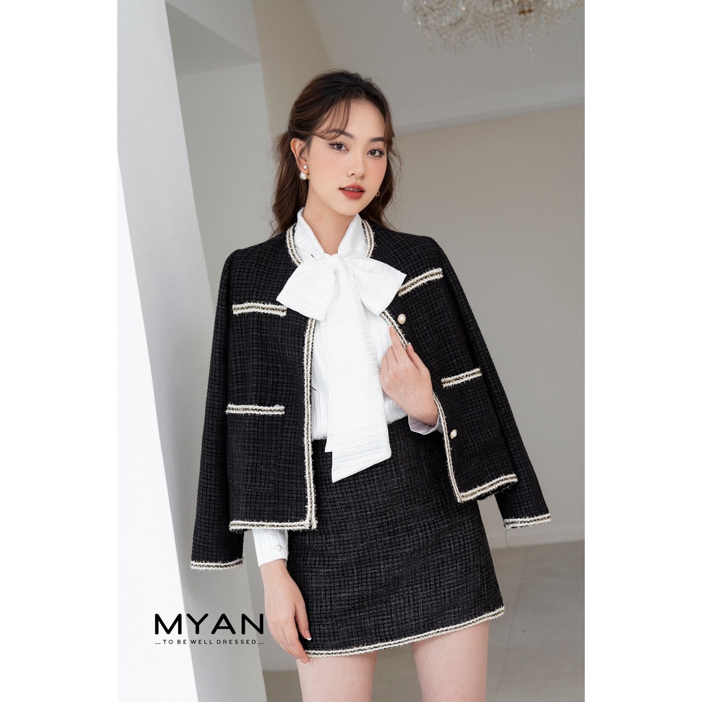 Áo Sơ Mi Nơ Nữ MYAN Thiết Kế Chất Lụa Óng Tay Bồng Bản Nơ To Phong Cách Công SởTiểu Thư Sang Chảnh Màu Trắng Avn032305