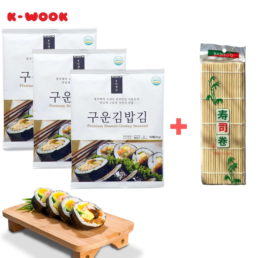 Combo 3 Gói Rong Biển Cuộn Cơm 10 lá 24g Tặng 1 Mành Tre
