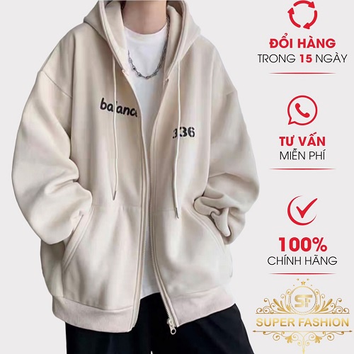Áo Khoác Ngoài Nam SUPER FASHION Vải Nỉ Dày Mịn Logo In Mặc Thoáng Mát
