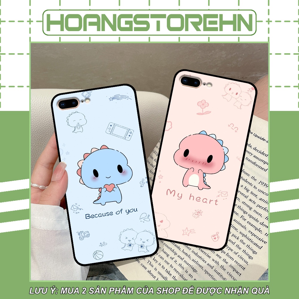 Ốp iphone 5 5s SE 6 6s Plus 7 8 Plus 2020 2022 in hình in couple khủng long chibi cute dễ thương