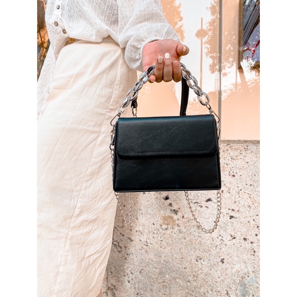 Túi xách nữ LEMONTHREE dáng vuông dây xích và dây đeo chéo phong cách trẻ trung phù hợp đi học đi làm đi chơi