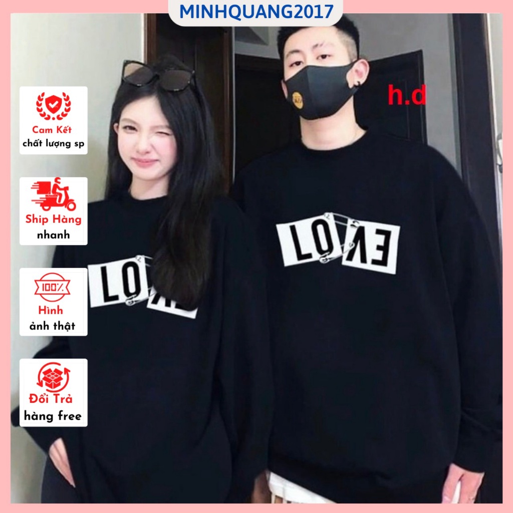 Áo Thun Cặp Đôi Unisex LOVE Ulzzang Siêu Đẹp Tay Dài Cổ Tròn