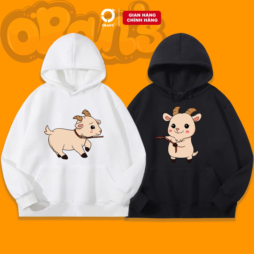 Áo Hoodie in hình dê tuổi Mùi kéo nhau ORAN'S Oversize chất nỉ cotton lót bông, FULLBOX ORANS COUPLE - 07