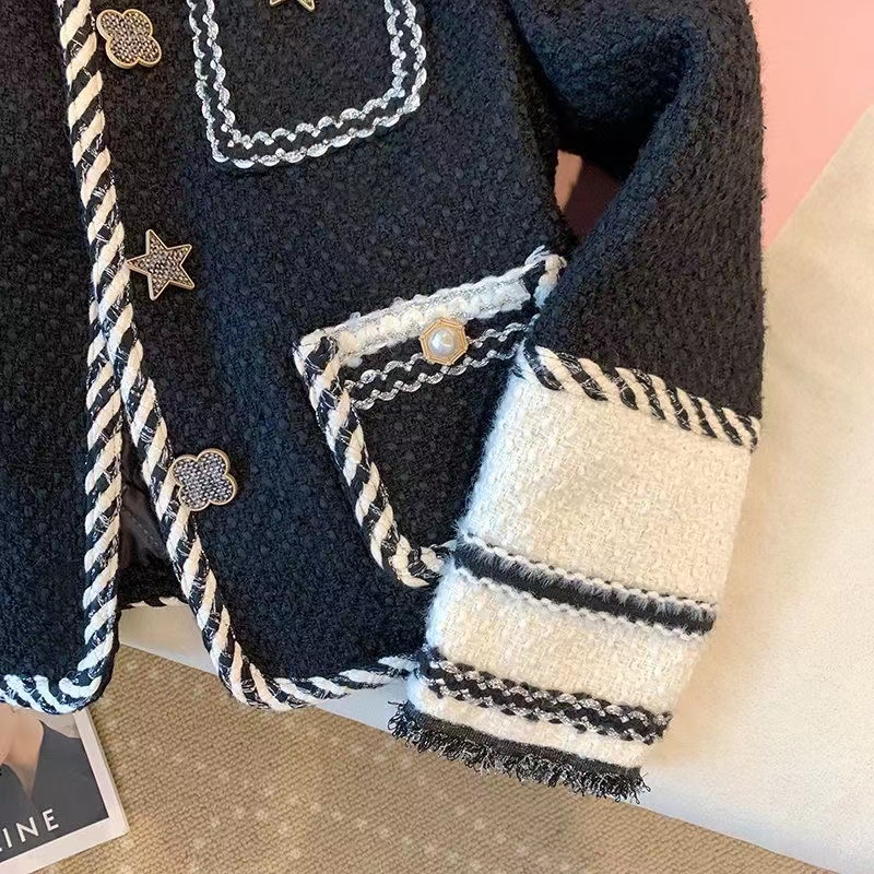 Xiaoxiang Áo Khoác Tweed Cao Cấp Phối Màu Tương Phản Thời Trang Mùa Thu 2022 Cho Nữ