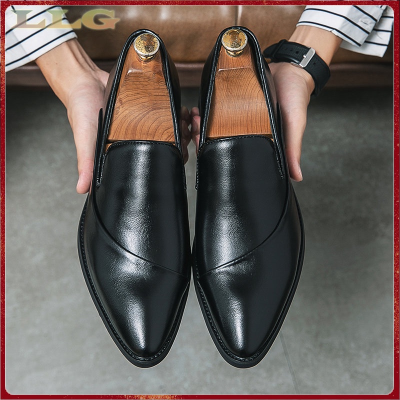 Giày Da Mũi Nhọn Phong Cách Anh Quốc Cho Nam Giày Da Bít Mũi Thời Trang Thanh Lịch