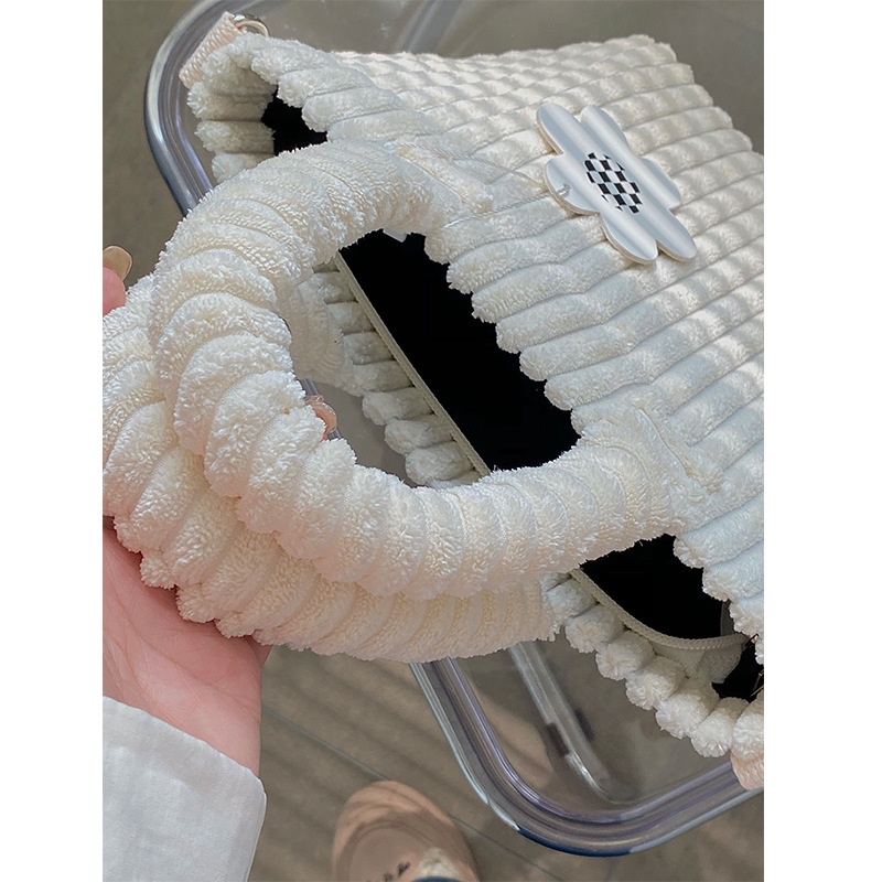 IELGY Túi Đeo Chéo Vải Nhung Kẻ Màu Xanh Dương Dễ Thương Phong Cách Hàn Quốc Cho Bạn Gái