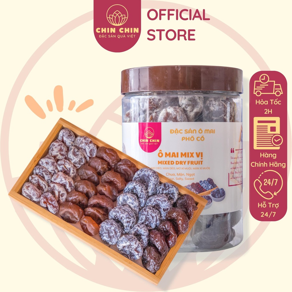 Ô MAI MIX VỊ KHÔNG HẠT CHIN CHIN HỘP 500G VỊ CHUA NGỌT ĐẶC SẢN HÀ NỘI