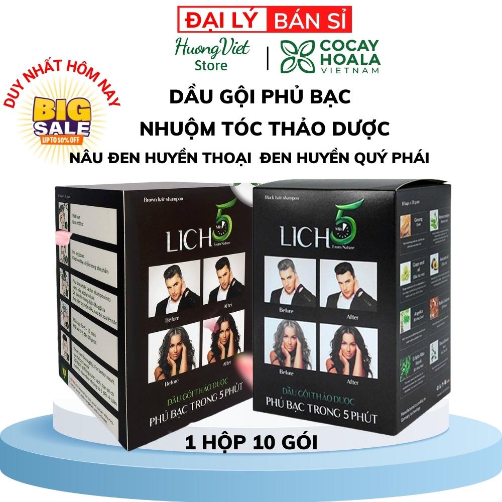 Dầu Gội Nhuộm Tóc Thảo Dược Cao Cấp Lich5 Cỏ Cây Hoa Lá Hữu Cơ Thiên Nhiên Organic Phủ Bạc Đen Tóc Trong 5 phút
