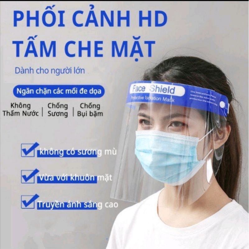 Kính chắn chống giọt bắn Faceshield, đồ bảo hộ y tế phòng dịch chống dịch, chống giọt bắn