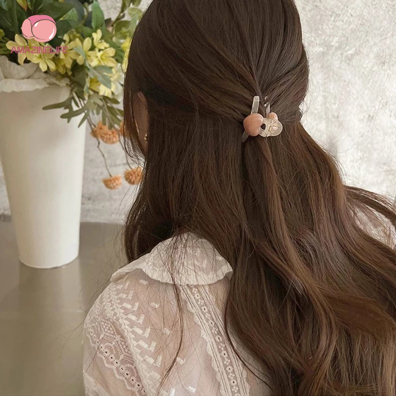 Kẹp Tóc Trái Tim Bằng Acrylic Phong Cách Hàn Quốc Ngọt Ngào