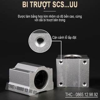 Bộ thanh ray trượt tròn phi 12mm (1 thanh SC12 dài 1 mét + 2 con trượt SCS12UU + 2 gối đỡ SK12)