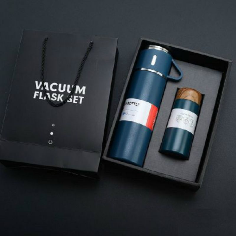 Set Bình Giữ Nhiệt + 2 Ly Cách Nhiệt Vacuum Flask 500ml Inox Cao Cấp,giao màu ngẫu nhiên,,,