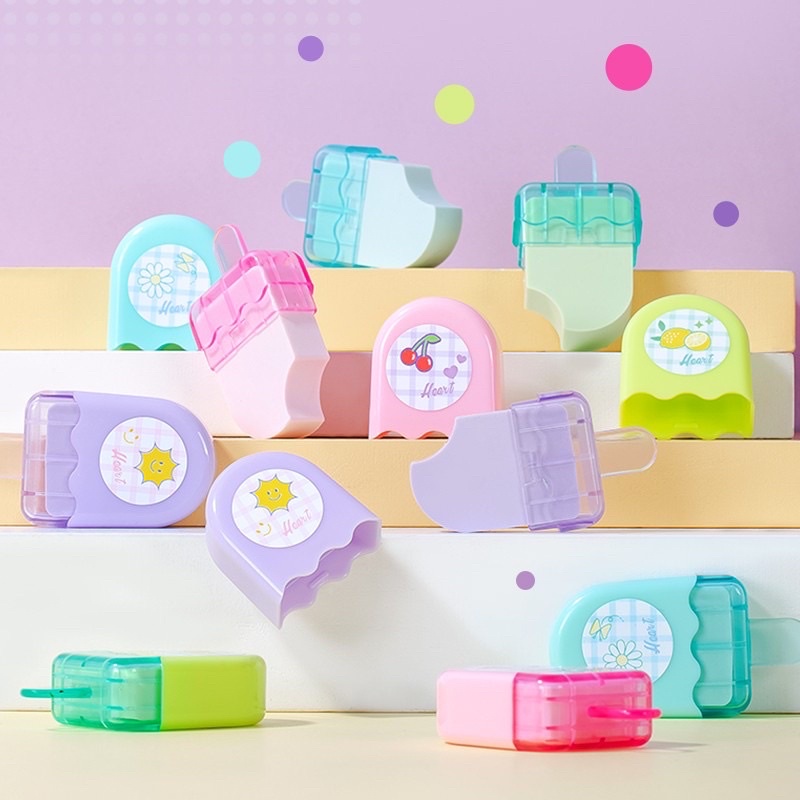 Tẩy hình que kem, tẩy que kem deli có nắp đậy tiện lợi