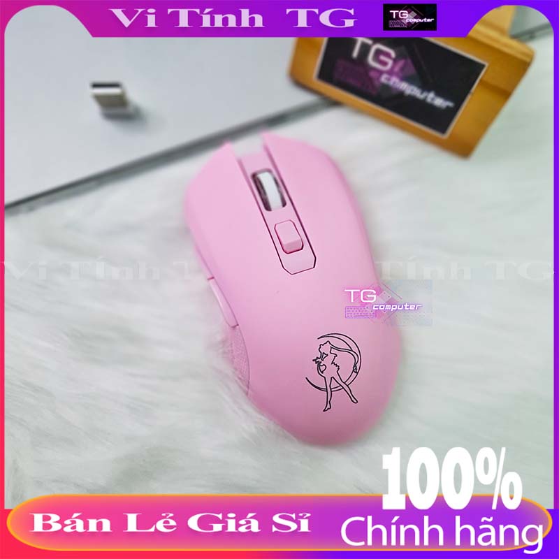 Chuột không dây màu hồng - sử dụng pin sạc Cực xịn - Siêu cute Dành cho máy tính Laptop  Vi tính TG