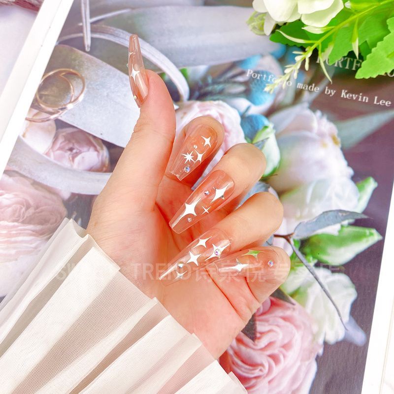 Miếng dán trang trí móng tay STZPRONAIL hình ngôi sao / trái tim / dải ngân hà lấp lánh xinh xắn