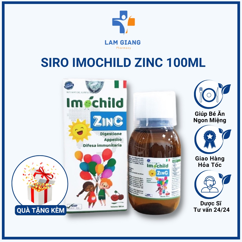 Siro Imochild ZinC 100ml bổ sung kẽm, giúp bé ăn ngon, cải thiện tiêu hóa - Lam Giang Pharmacy