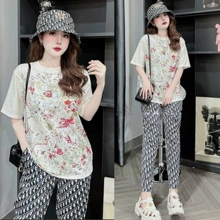 Set đồ nữ dài thể thao, đồ bộ thể thao nữ big size form rộng phối họa tiết chất thun cotton đủ size 45-70kg.