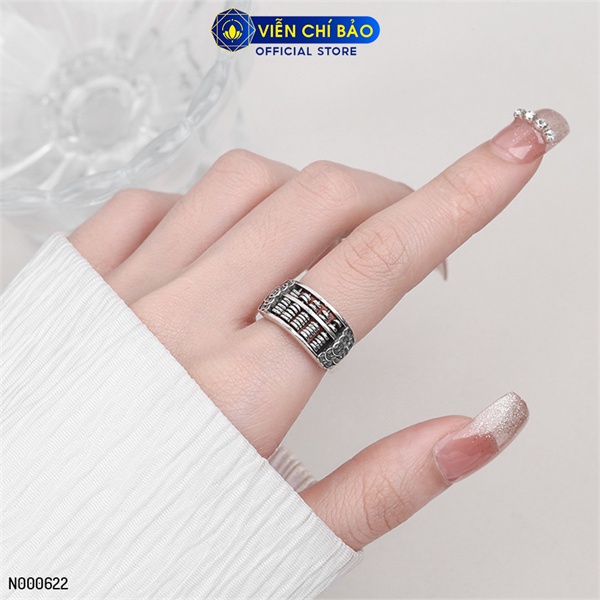 Nhẫn bạc nữ Bàn tính kim tiền ngũ đế chất liệu bạc 925 thời trang phụ kiện trang sức Viễn Chí Bảo N000622