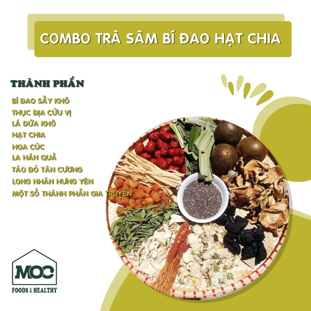 Set Sâm Bí Đao Hạt Chia Khô nấu 5-6 lit nước.